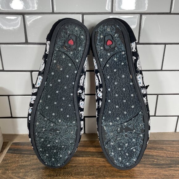 Skechers BOBS Plush Happy Meow Womens Size 7 Shoes Black White Slip On Flats - Picture 7 of 14